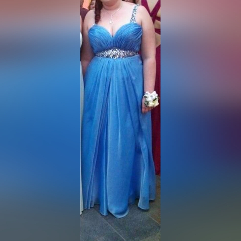 Baby Blue bejeweled Prom Dress with Corset